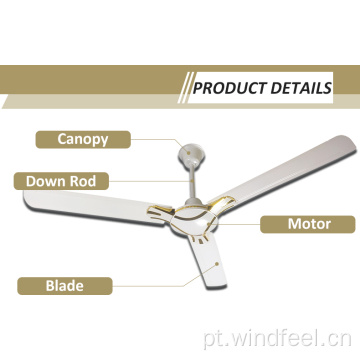 Ventilador de teto estilo indiano de 56 polegadas com vento forte de resfriamento de ar de 3 lâminas Gana Dubai Oriente Médio Ventilador decorativo de motor de cobre